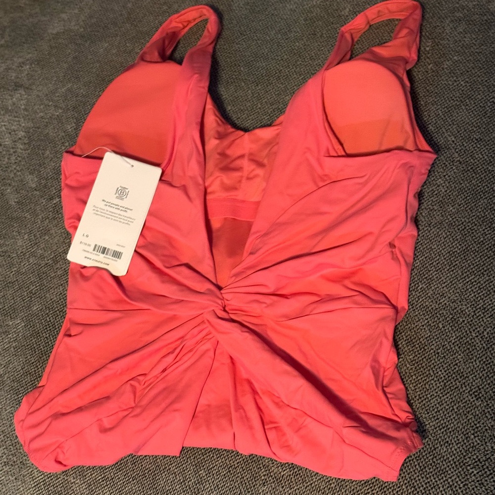 Athleta Coral Hampton One Piece Swimsuit, low back with twisted ruching detail L - Picture 5 of 6